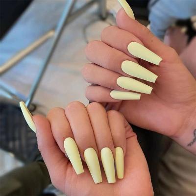 China Perfect Size Fit Matte False Nail Tips Solid Color Super Long Coffin False Nail Ballet Press On Nail Tips For Artificial Nails for sale