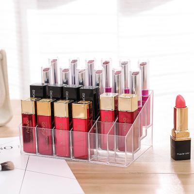 China 24 Multifunctional Acrylic Organizers Box Display Holder Cosmetic Nail Polish Organizer Storage Box Lipstick Grid Lipstick Box Makeup Organizer for sale