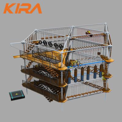 China Customized Adventure Adult And Kids Outdoor Playground High Rope Trick Rope Course for sale