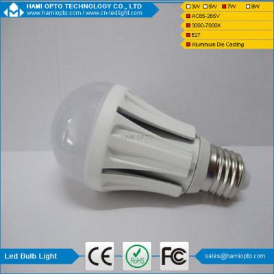 China High Lumens B22/E27 7W led bulb lighting with Die casting aluminum for sale