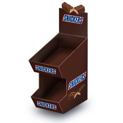 China Eco - Friendly Custom Printed Chocolate Candy Snicker Cardboard Display Stand for sale