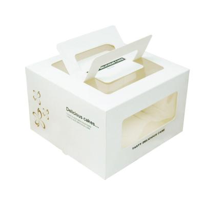 China Beautiful Recyclable Custom Logo Wedding Cake Box With Handle for sale