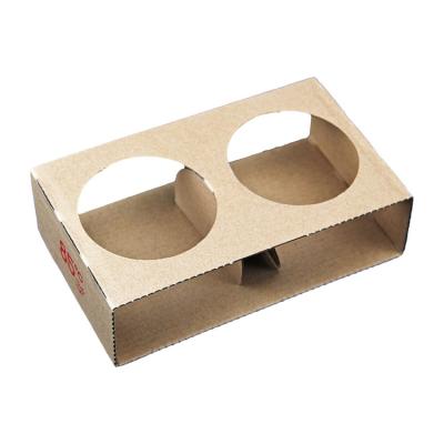 China Wholesale Custom Recyclable Convenient Take Away Brown Cardboard Cup Holder Tray for sale