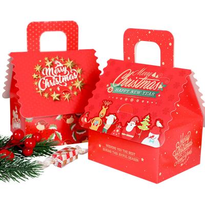 China Wholesale Customized Recyclable Paper Card Gift Cardboard Color Printing Sweet Candy Packaging Christmas Box With Handle for sale