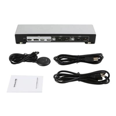 China Unnlink 2x2 HDMI+HDMI HDMI+DP DP+DP 4K@30Hz Dual Swither Monitor KVM Switch Splitter With Extend Controller 0773 for sale