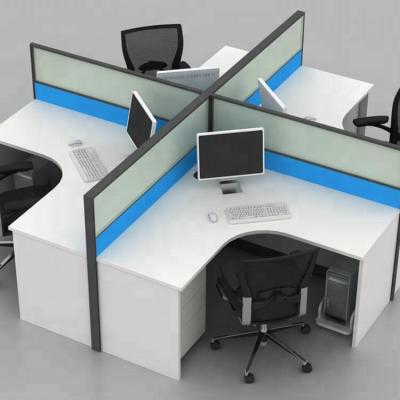 China Fine Workmanship L Shape 4 Seat Modular Glass Call Center Desk Cubicles for sale