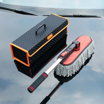 China Many Lines Cleaning Car Easily Or Duty Foldable Long Handle Wax Brush Car Wash Rotating Clean Telescopic Brush for sale