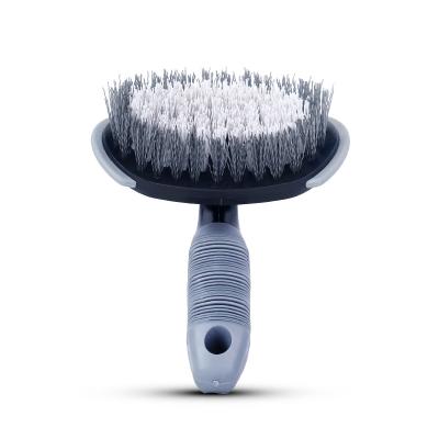 China Portable car wash detail brush curved design for smoother tire cleaning car brush cleaner car dust wet and dry brush for sale