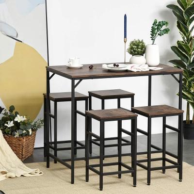 China Industrial Manufacturer Restaurant Furniture Modern Wood High Bar Table and Stool Chair Set with Metal Frame Stool High for sale