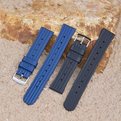 China FKM Premium Quality Rubber Waterproof Waffle Dive Watch Strap Watch Band Rubber Quick Release Pins Watch Band 20mm 22mm for sale