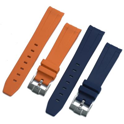 China Used For Curved End Watches 21mm Curved End Rubber Luxury Watch Strap 20mm TPU Silicone Watch Band for sale