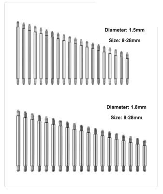 China High Quality DANSHA 316 Stainless Steel Watch Spring Bar Diameter 1.5mm 1.8mm for sale