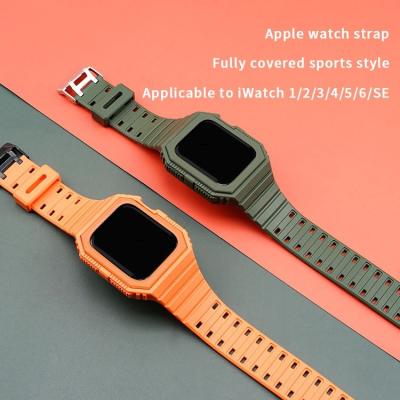 China Protector Case Cover Silicone Apple Watch Cover Device Case and Watch Band Set for Apple Watch 654321 Series SE for sale