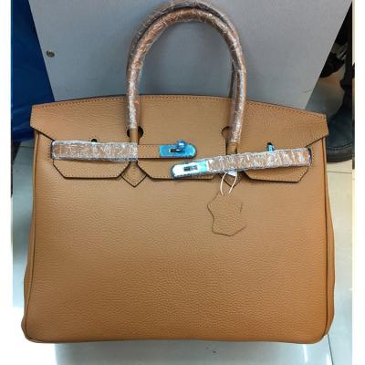 China high quality 40cm camel litchi leather handbags newest fashion ladys handbag L-RB5-2 for sale