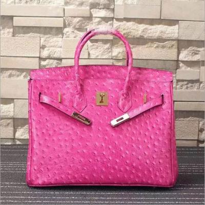 China women high quality 35cm hot pink Ostrich print cowskin designer handbag fashion handbags L-RB4-17 for sale