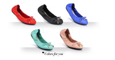 China Wholesale latest fashion women leather folding flat shoes soft comfort ballet shoes HC-X02 for sale