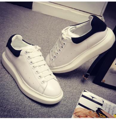 China Brand designer casual popular sneakers white lady Genuine leather Lace Up Shoes comfortable sneakers HC-104-1 for sale