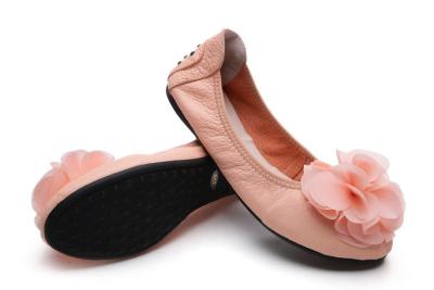 China high end quality goatskin designer shoes women big yard shoes foldable flat ballet shoes size 30 to 43 for sale