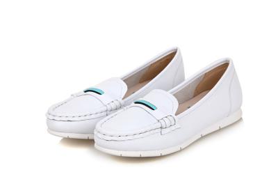 China high quality white slip-up loafers cow leather shoes women cowhide shoes fashion loafers brand designer shoes BS-L1 for sale