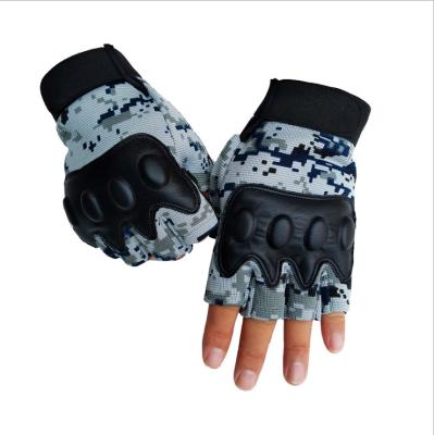 China Elasticity Adjustable High Quality Camouflage PU Gloves Half Finger Cycling Gloves for sale