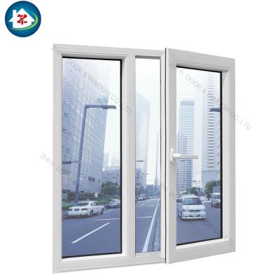 China High Quality PVC Double Impact Swing Hurricane Glass Casement Windows for sale