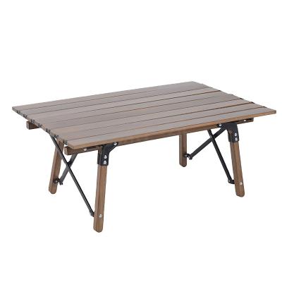 China Outdoor Travel Hiking Custom High Quality Imported Camping Beech Folding Egg Roll Small Wooden Table for sale