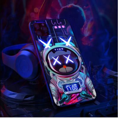 China Bright Anti-fall LED Call Light Flash Up Phone Glass Case For iPhone 13 12 11 pro X Max Xr Xs 6 7 8 Plus Smart Control Fundas Cover for sale