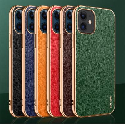 China Luxury Anti-drop SULADA MingPin Series Brand Case For iPhone 13 12 11 Pro Max Cross Pattern Soft Cover Anti-fingerprint Plating for sale