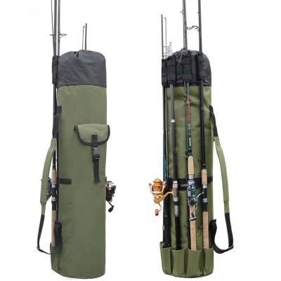 China Outdoor Round Fishing Tackle Rod Storage Bags Waterproof Foldable Polyester Fishing Rod Bag Fishing Tackle Bag for sale