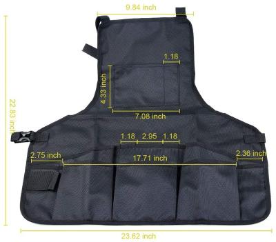 China WORK Tool Apron with Bucket 18 Tool Pockets Workshop Apron with Adjust Cross Back Belt Straps for sale