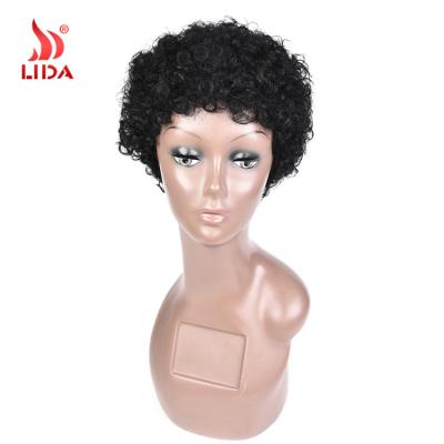 Chine Short Curly Kinky Curly Pixie Hair Wig 1# Brazilian Hair Wig à vendre