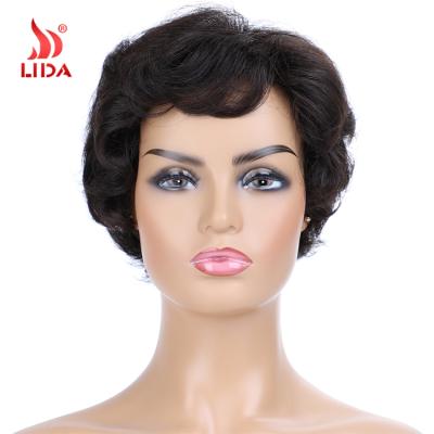 Chine Classic Short Curly Lida Hot Selling Indian Hair 100% Human Hair Wigs 6443MN Natural Wigs à vendre