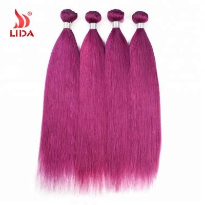 Cina Silky Straight Purple Brazilian Hair Weave Extensions Raw Natural Color Wave Hair Weft in vendita