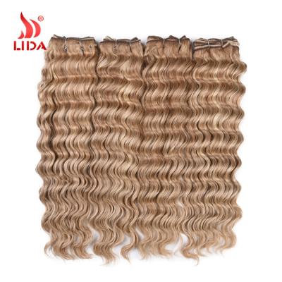 China Lida #F18/22 Deep Wave Gold Color Hair Ombre Deep Wave Girl Hair Extensions Black Hair Weave For African Americans à venda