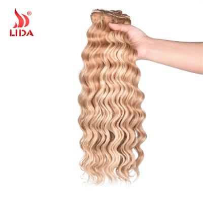 China Lida #27/613 Ombre Deep Gold Color Hair Wave Jerry Curl Weave Natural Hair Color India Hair Curl à venda