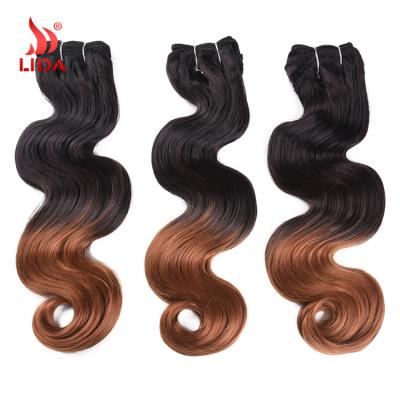 China Body Wave Lida Synthetic Body Wave Yaki Ombre Color 16-26inches T1B/30 Hair Weave Bundles Extensions Te koop