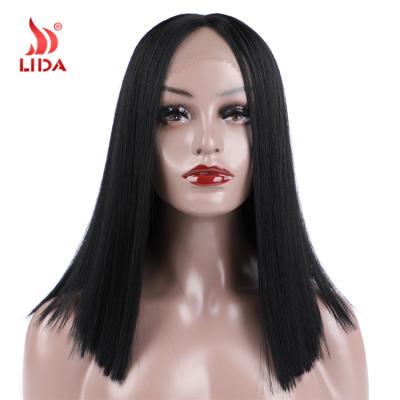 China Lida 16 Middle Split Lace Frontal Wig Soft Silk Handfeeling Silky Straight Synthetic Hair 6618 Inches for sale