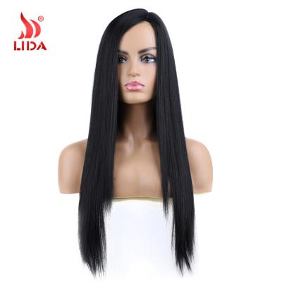 China Natural Wave Lida Synthetic Long 20 Middle Part Silk Straight Wig 200g 6614 inch Te koop