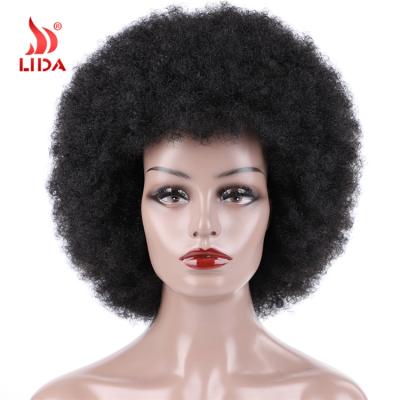 China Lida Synthetic YAYA Wig 16inch Long Full Round Curly Afro Kinky Curly Afro Wave For Man And Women 6622 Wigs for sale