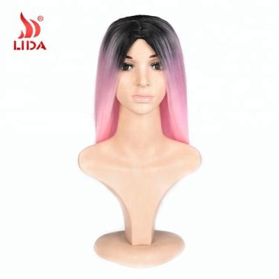 Китай Cute Straight Pink Lida Short Synthetic Wigs Ombre Wig For African American Women Japan Futura High Temperature Fiber Wig продается