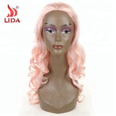 Китай Lida Synthetic Cute Vivid Cosplay Wigs Long Wave Half Curly 3/4 Wig MixColor T613/PINK 20