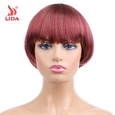 Κίνα Lida Synthetic Wig Mix Color #27/350 Short Lead Straight Pixie Wig Japan Fiber 6314 Red Wigs προς πώληση