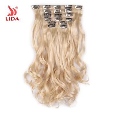 China Synthetic Hair Darling Curly Blonde Clip In Hair Extensions Wigs 20Inch 613# Hair Clips For Woman for sale