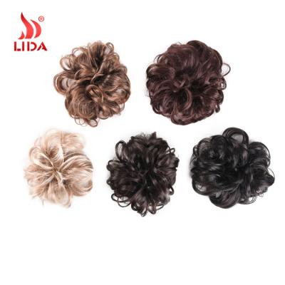 China Synthetic Lida Curly Chignons Elastic Scrunchies Hair Bun Sliver Updo Clip In Blonde Wigs Brown Bun Bun zu verkaufen