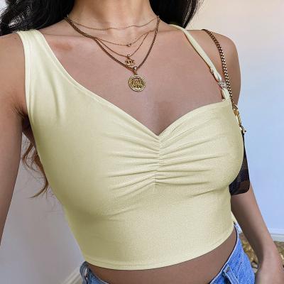 China Spring 2022 New Fashion T4025 Spring 2022 New Fashion Camisole Solid Color Crossbody QUICK DRY Cropped Ladies Special Shaped QUICK DRY Top for sale