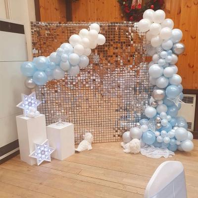 China Embedded White Silver Ceilings Christmas Party Backdrop Decoration Sequin Panel Shimmer Wall for sale