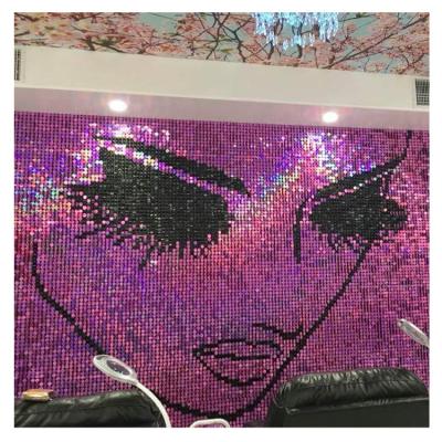 China Modern Custom Wall Decor Multi-colors Christmas Party Decoration Shimmer Wall Printed Sequin Panel for sale