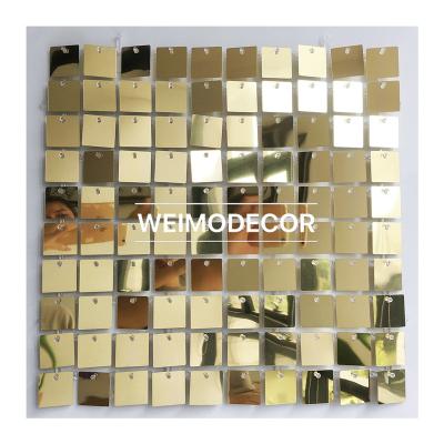 China Integrated Active Ceilings 12pcs Air Sequin Panel Gold Shimmer Wall Backdrop For Wedding Birth Party for sale