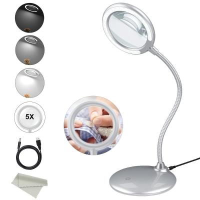 China Magnifier Desk Magnifier Lamp 3X Magnification Magnifying Glass with Light and Stand Hands-Free Dimmable with 28 LED Lights for Work Craft for sale