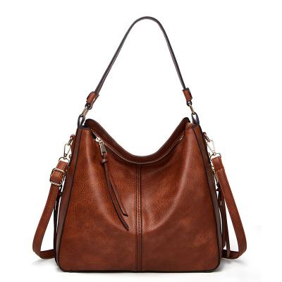 China European Leather Women's Retro Big One-Shoulder Tote Bags Fashion High Quality 2021 New And American Vintage Handbags for sale